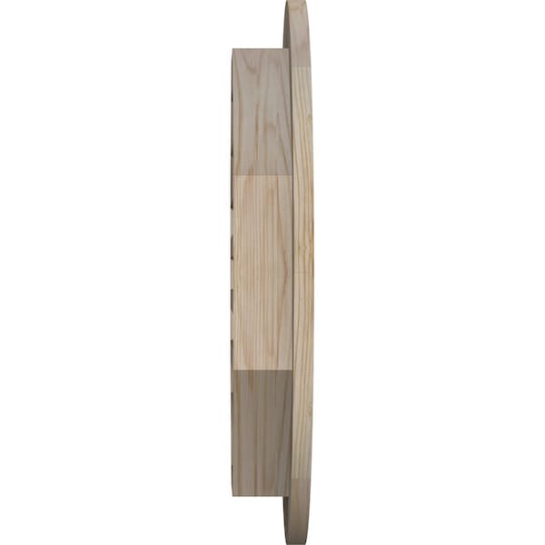 Ekena Millwork Round Gable Vent Unfinished, Functional, Pine Gable Vent w/ 1" x 4" Flat Trim Frame, 22"W x 22"H - GVWRO22X2201SFUPI