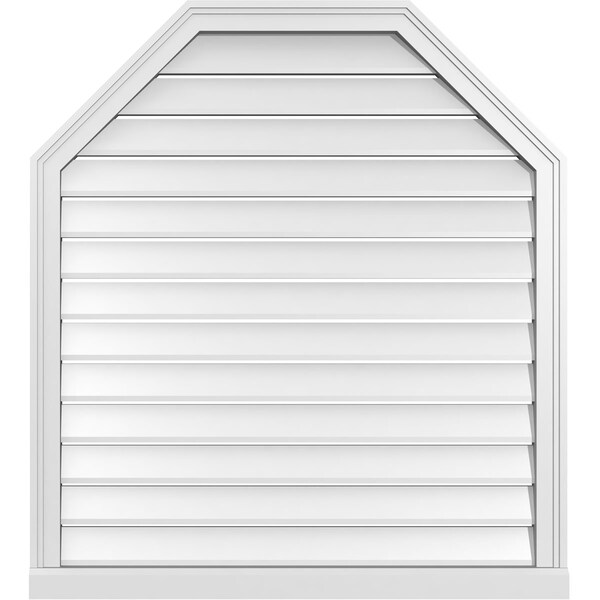 Ekena Millwork Octagonal Top Surface Mount PVC Gable Vent w/ 2"W x 2"P Brickmould Sill Frame, 36"W x 40"H - GVPOT36X4003SF