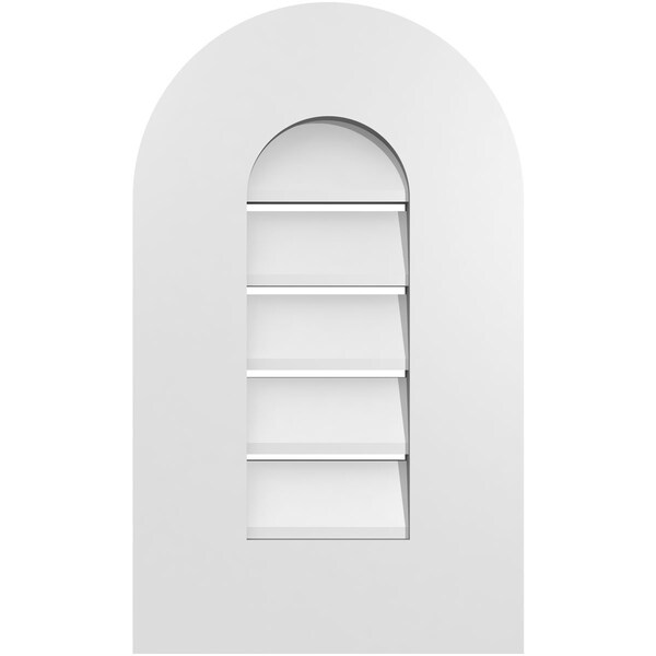 Ekena Millwork Round Top Surface Mount PVC Gable Vent: Functional, w/ 3-1/2"W x 1"P Standard Frame, 12"W x 20"H - GVPRT12X2001SF