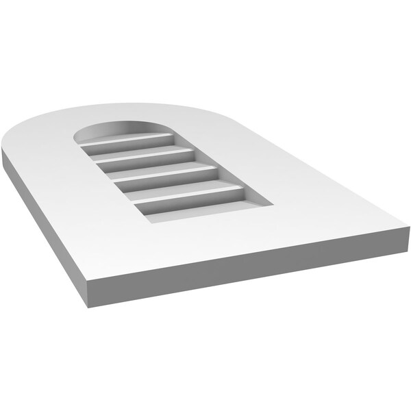 Ekena Millwork Round Top Surface Mount PVC Gable Vent: Functional, w/ 3-1/2"W x 1"P Standard Frame, 12"W x 20"H - GVPRT12X2001SF