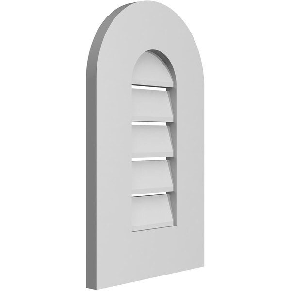 Ekena Millwork Round Top Surface Mount PVC Gable Vent: Functional, w/ 3-1/2"W x 1"P Standard Frame, 12"W x 20"H - GVPRT12X2001SF