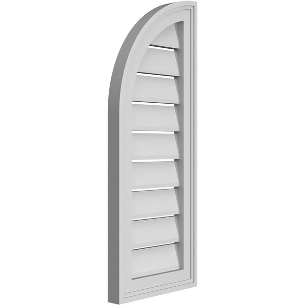 Ekena Millwork Quarter Round Top Left Surface Mount PVC Gable Vent w/ 2"W x 1-1/2"P Brickmould Frame, 12"W x 30"H - GVPQL12X3002SF