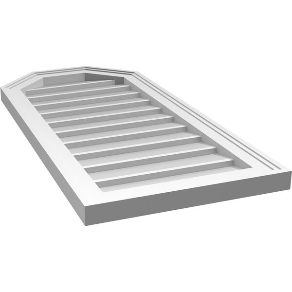 Ekena Millwork Octagonal Top Surface Mount PVC Gable Vent w/ 2"W x 1-1/2"P Brickmould Frame, 16"W x 34"H - GVPOT16X3402SN
