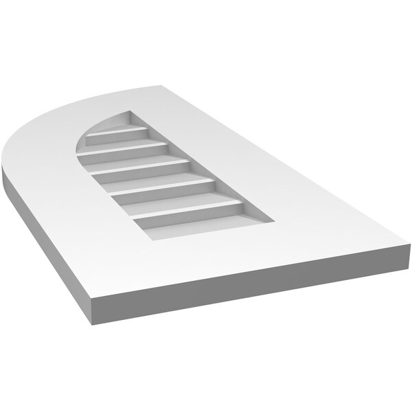 Ekena Millwork Quarter Round Top Left Surface Mount PVC Gable Vent w/ 3-1/2"W x 1"P Standard Frame, 12"W x 24"H - GVPQL12X2401SN