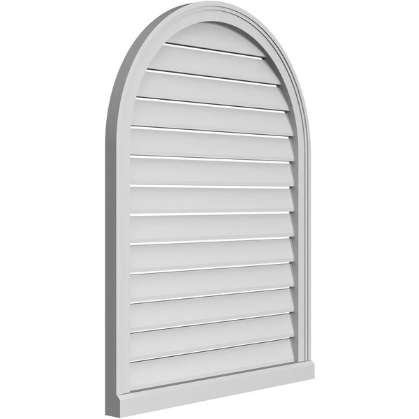 Ekena Millwork Round Top Surface Mount PVC Gable Vent: Functional, w/ 2"W x 2"P Brickmould Sill Frame, 30"W x 40"H - GVPRT30X4003SF