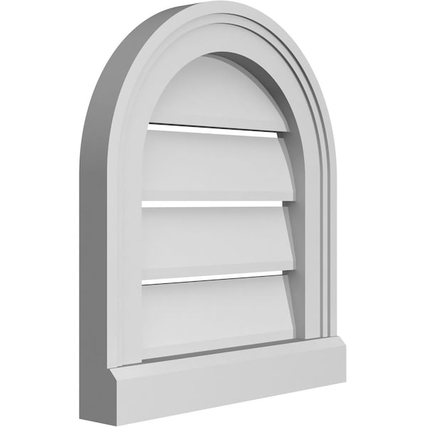 Ekena Millwork Round Top Surface Mount PVC Gable Vent: Functional, w/ 2"W x 2"P Brickmould Sill Frame, 14"W x 16"H - GVPRT14X1603SF