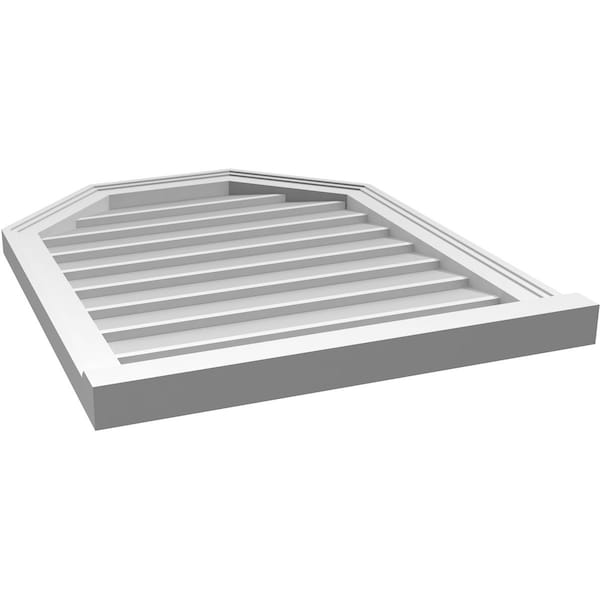 Ekena Millwork Octagonal Top Surface Mount PVC Gable Vent w/ 2"W x 2"P Brickmould Sill Frame, 24"W x 30"H - GVPOT24X3003SN