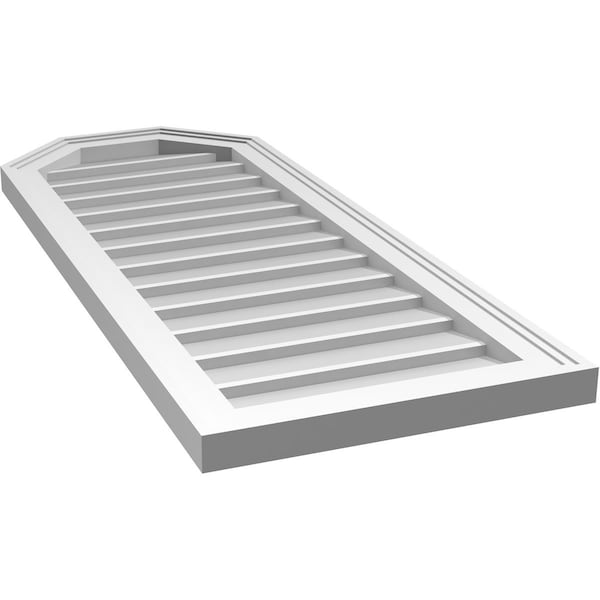 Ekena Millwork Octagonal Top Surface Mount PVC Gable Vent w/ 2"W x 1-1/2"P Brickmould Frame, 16"W x 40"H - GVPOT16X4002SN