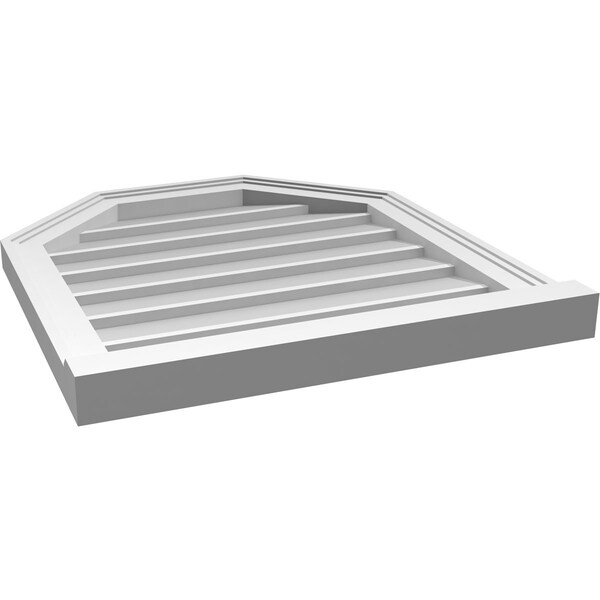 Ekena Millwork Octagonal Top Surface Mount PVC Gable Vent w/ 2"W x 2"P Brickmould Sill Frame, 22"W x 24"H - GVPOT22X2403SN