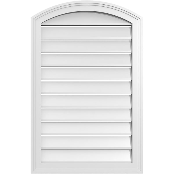 Ekena Millwork Arch Top Surface Mount PVC Gable Vent: Non-Functional, w/2"W x 1-1/2"P Brickmould Frame, 22"W x 32"H - GVPAR22X3202SN