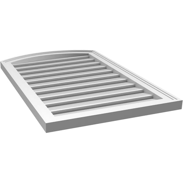Ekena Millwork Arch Top Surface Mount PVC Gable Vent: Non-Functional, w/2"W x 1-1/2"P Brickmould Frame, 22"W x 32"H - GVPAR22X3202SN