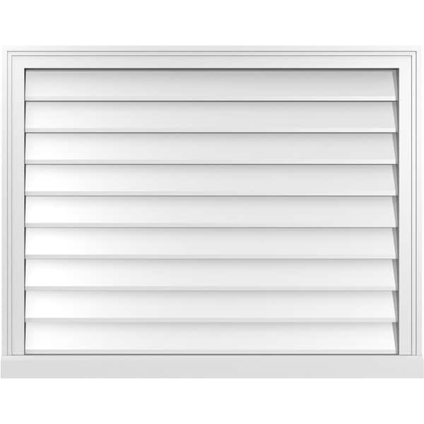 Ekena Millwork Vertical Surface Mount PVC Gable Vent w/ 2"W x 2"H , Brickmould Sill Frame, 38"W x 30"H - GVPVE38X3003SN