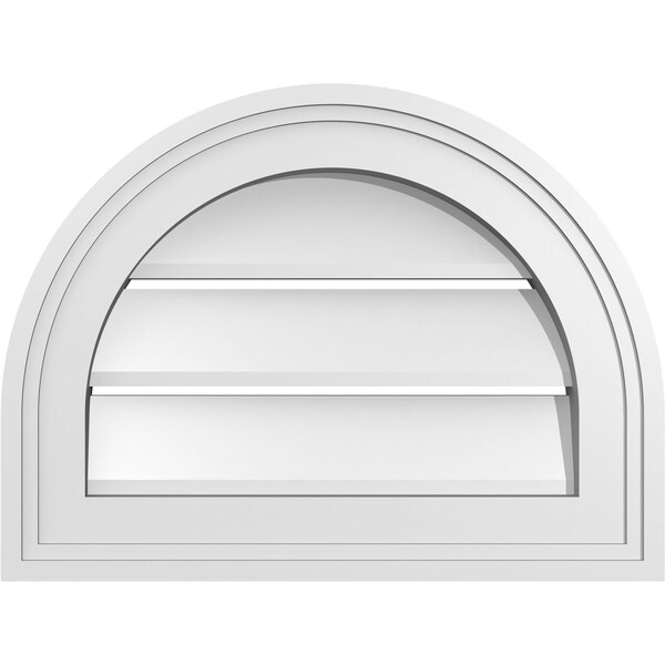 Ekena Millwork Round Top Surface Mount PVC Gable Vent: Functional, w/ 2"W x 1-1/2"P Brickmould Frame, 16"W x 12"H - GVPRT16X1202SF