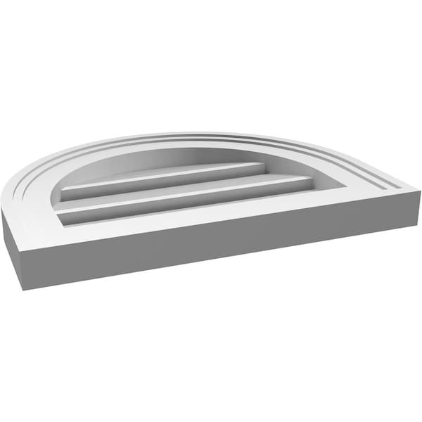 Ekena Millwork Round Top Surface Mount PVC Gable Vent: Functional, w/ 2"W x 1-1/2"P Brickmould Frame, 16"W x 12"H - GVPRT16X1202SF