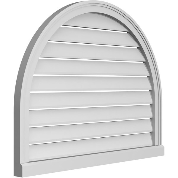 Ekena Millwork Round Top Surface Mount PVC Gable Vent: Functional, w/ 2"W x 2"P Brickmould Sill Frame, 36"W x 28"H - GVPRT36X2803SF