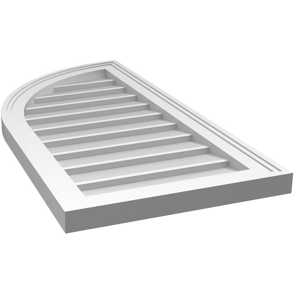 Ekena Millwork Quarter Round Top Left Surface Mount PVC Gable Vent w/ 2"W x 1-1/2"P Brickmould Frame, 16"W x 32"H - GVPQL16X3202SN