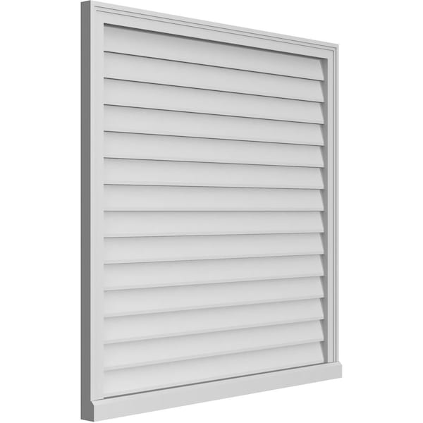 Ekena Millwork Vertical Surface Mount PVC Gable Vent w/ 2"W x 2"H , Brickmould Sill Frame, 42"W x 42"H - GVPVE42X4203SN