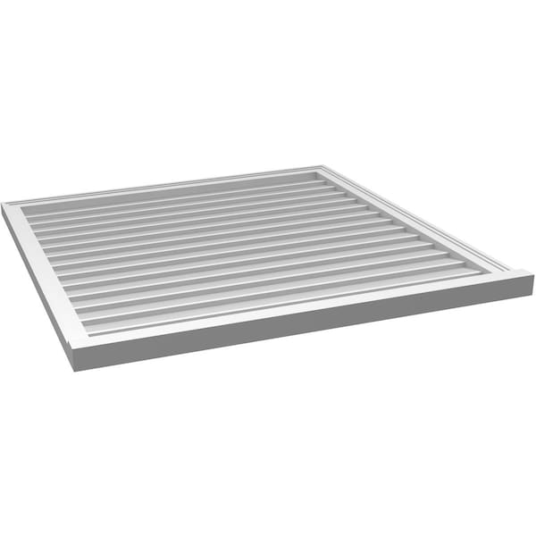 Ekena Millwork Vertical Surface Mount PVC Gable Vent w/ 2"W x 2"H , Brickmould Sill Frame, 42"W x 42"H - GVPVE42X4203SN