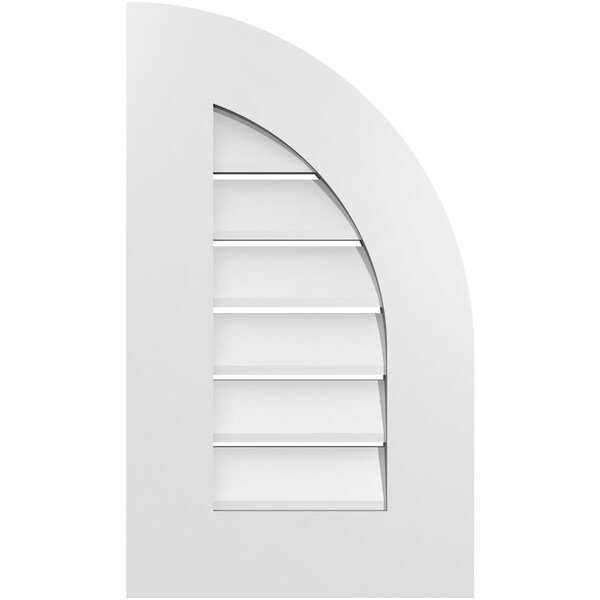 Ekena Millwork Quarter Round Top Right Surface Mount PVC Gable Vent w/ 3-1/2"W x 1"P Standard Frame, 14"W x 24"H - GVPQR14X2401SF