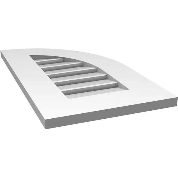 Ekena Millwork Quarter Round Top Right Surface Mount PVC Gable Vent w/ 3-1/2"W x 1"P Standard Frame, 14"W x 24"H - GVPQR14X2401SF