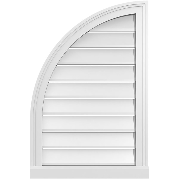 Ekena Millwork Quarter Round Top Left Surface Mount PVC Gable Vent w/ 2"W x 2"P Brickmould Sill Frame, 20"W x 30"H - GVPQL20X3003SF