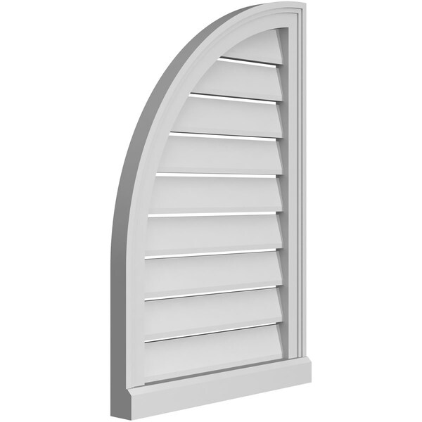 Ekena Millwork Quarter Round Top Left Surface Mount PVC Gable Vent w/ 2"W x 2"P Brickmould Sill Frame, 20"W x 30"H - GVPQL20X3003SF