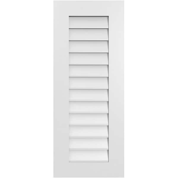 Ekena Millwork Vertical Surface Mount PVC Gable Vent: Non-Functional, w/ 3-1/2"W x 1"P Standard Frame, 16"W x 40"H - GVPVE16X4001SN