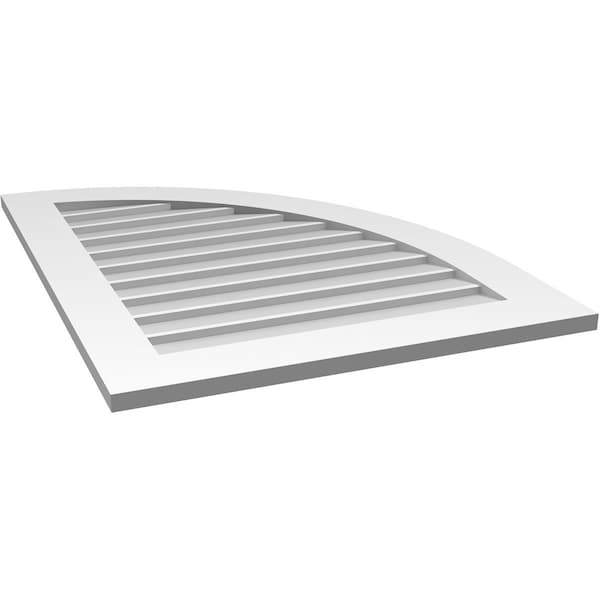 Ekena Millwork Quarter Round Top Right Surface Mount PVC Gable Vent w/ 3-1/2"W x 1"P Standard Frame, 28"W x 36"H - GVPQR28X3601SN
