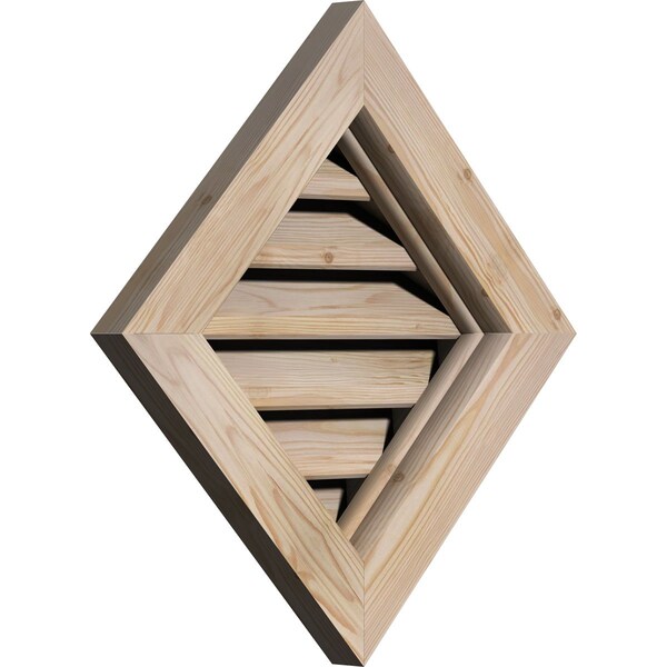 Ekena Millwork Diamond Gable Vent Unfinished, Functional, Pine Gable Vent w/ Brick Mould Face Frame, 20"W x 20"H - GVWDI20X2000SFUPI