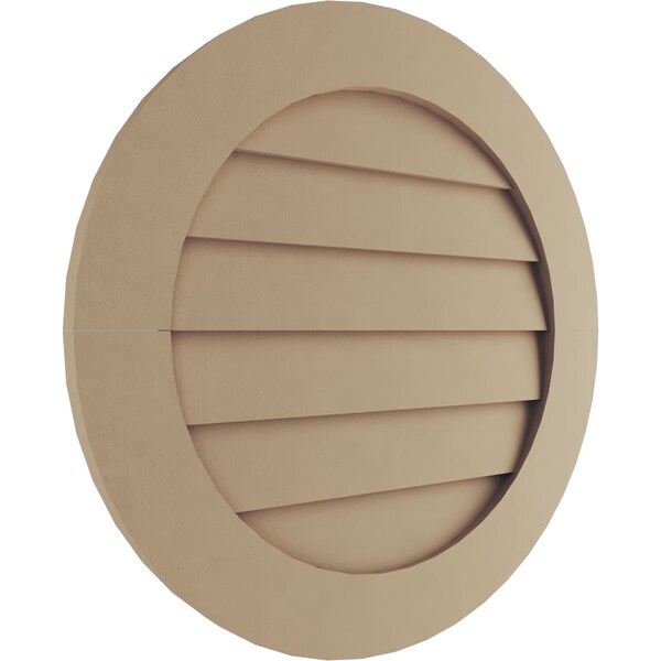 Ekena Millwork Timberthane Rustic Smooth Round Faux Wood Non-Functional Gable Vent, Primed Tan, 15"W x 15"H - GVURRO15DSMPR