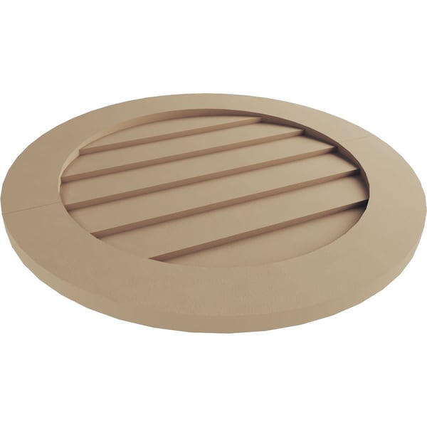 Ekena Millwork Timberthane Rustic Smooth Round Faux Wood Non-Functional Gable Vent, Primed Tan, 15"W x 15"H - GVURRO15DSMPR