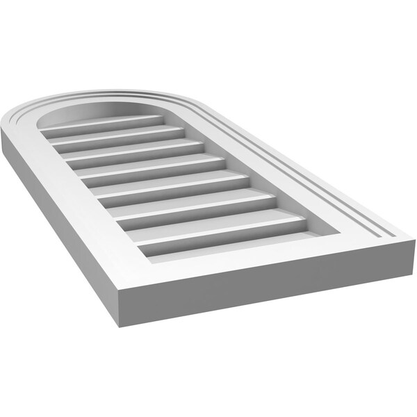 Ekena Millwork Round Top Surface Mount PVC Gable Vent: Functional, w/ 2"W x 1-1/2"P Brickmould Frame, 12"W x 26"H - GVPRT12X2602SF