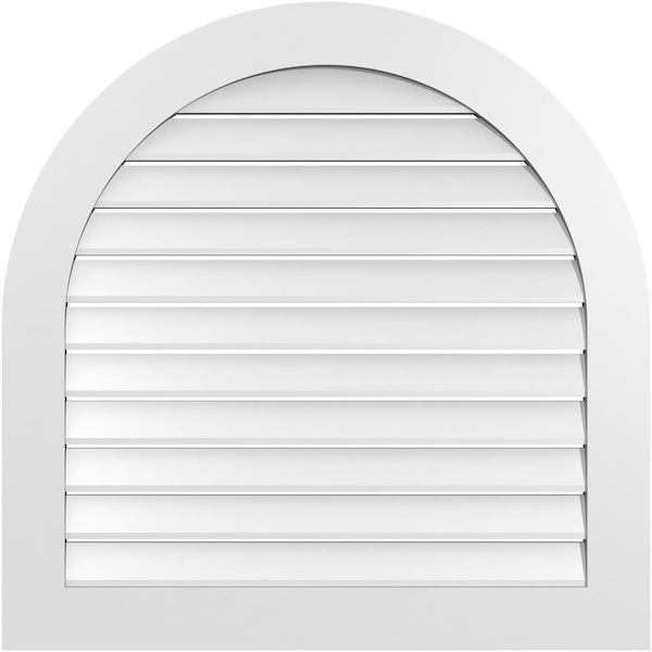 Ekena Millwork Round Top Surface Mount PVC Gable Vent: Functional, w/ 3-1/2"W x 1"P Standard Frame, 36"W x 36"H - GVPRT36X3601SF