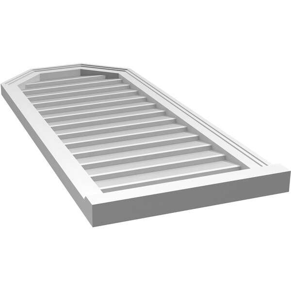Ekena Millwork Octagonal Top Surface Mount PVC Gable Vent w/ 2"W x 2"P Brickmould Sill Frame, 18"W x 42"H - GVPOT18X4203SN