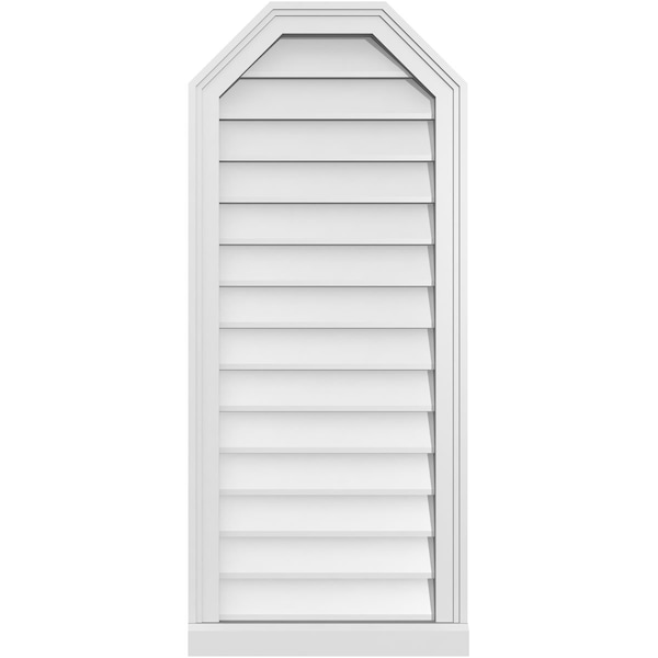 Ekena Millwork Octagonal Top Surface Mount PVC Gable Vent w/ 2"W x 2"P Brickmould Sill Frame, 18"W x 42"H - GVPOT18X4203SN