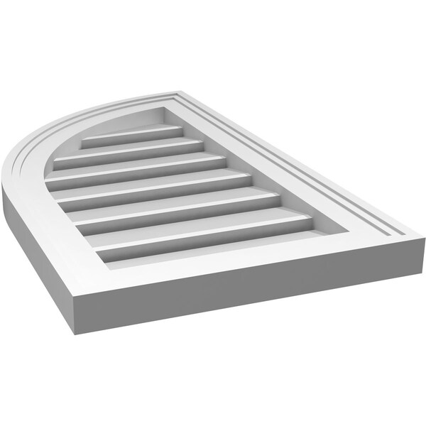 Ekena Millwork Quarter Round Top Left Surface Mount PVC Gable Vent w/ 2"W x 1-1/2"P Brickmould Frame, 14"W x 24"H - GVPQL14X2402SF