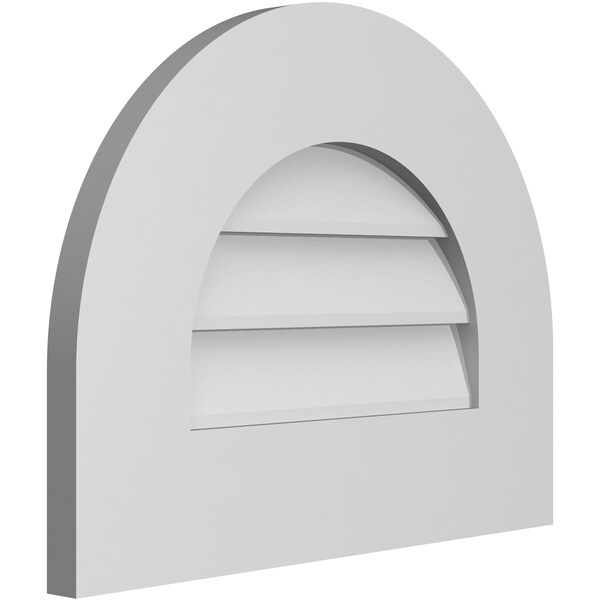 Ekena Millwork Round Top Surface Mount PVC Gable Vent: Non-Functional, w/ 3-1/2"W x 1"P Standard Frame, 18"W x 14"H - GVPRT18X1401SN