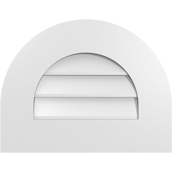 Ekena Millwork Round Top Surface Mount PVC Gable Vent: Non-Functional, w/ 3-1/2"W x 1"P Standard Frame, 18"W x 14"H - GVPRT18X1401SN
