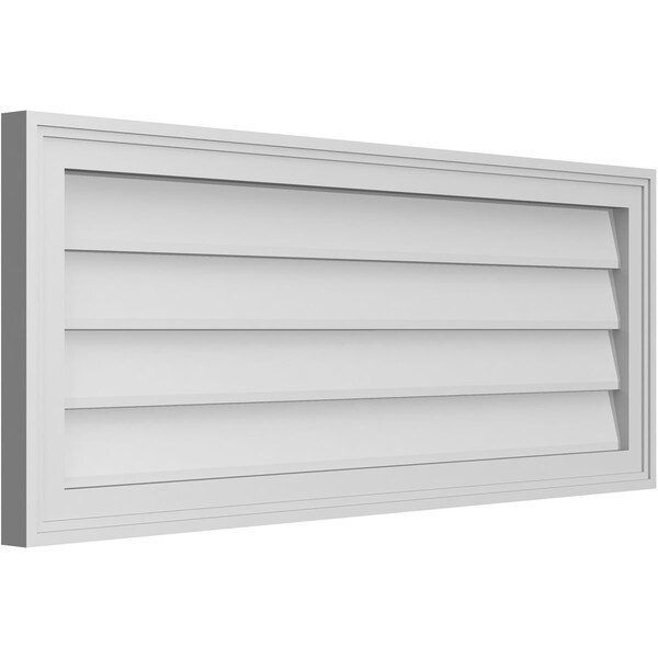 Ekena Millwork Vertical Surface Mount PVC Gable Vnt: Non-Functional, w/2"W x 1-1/2"H, Brickmould Frame, 40"W x 16"H - GVPVE40X1602SN