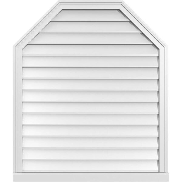 Ekena Millwork Octagonal Top Surface Mount PVC Gable Vent w/ 2"W x 2"P Brickmould Sill Frame, 36"W x 42"H - GVPOT36X4203SN