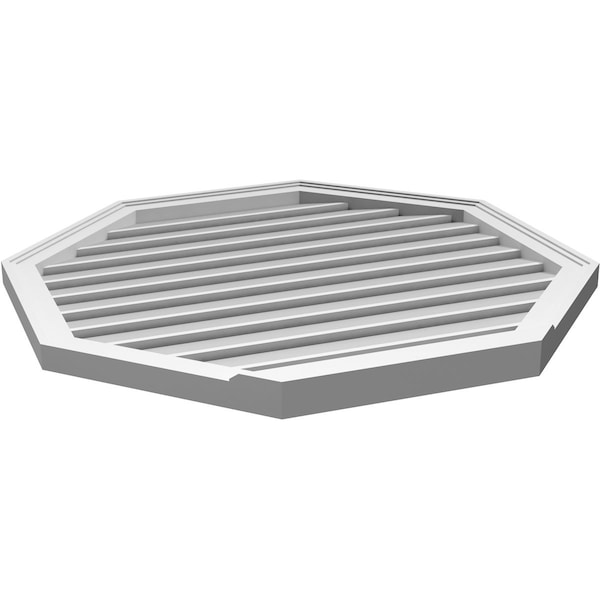 Ekena Millwork Octagonal Surface Mount PVC Gable Vent: Functional, w/ 2"W x 2"P Brickmould Sill Frame, 34"W x 34"H - GVPOC34X3403SF