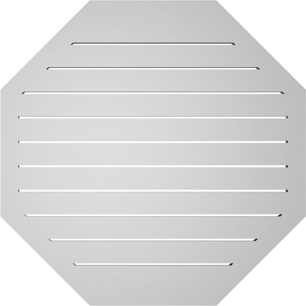 Ekena Millwork Octagonal Surface Mount PVC Gable Vent: Functional, w/ 2"W x 2"P Brickmould Sill Frame, 34"W x 34"H - GVPOC34X3403SF