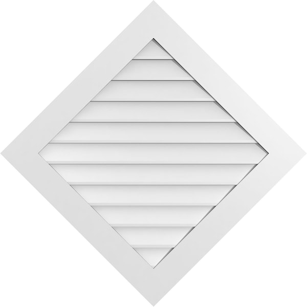 Ekena Millwork Diamond Surface Mount PVC Gable Vent: Functional, w/ 3-1/2"W x 1"P Standard Frame, 40"W x 40"H - GVPDI40X4001SF