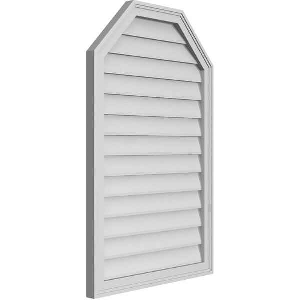 Ekena Millwork Octagonal Top Surface Mount PVC Gable Vent w/ 2"W x 1-1/2"P Brickmould Frame, 26"W x 40"H - GVPOT26X4002SN