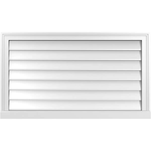 Ekena Millwork Vertical Surface Mount PVC Gable Vent w/ 2"W x 2"H , Brickmould Sill Frame, 38"W x 22"H - GVPVE38X2203SN