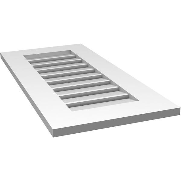 Ekena Millwork Vertical Surface Mount PVC Gable Vent: Functional, w/ 3-1/2"W x 1"P Standard Frame, 16"W x 32"H - GVPVE16X3201SF