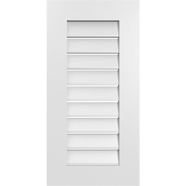 Ekena Millwork Vertical Surface Mount PVC Gable Vent: Functional, w/ 3-1/2"W x 1"P Standard Frame, 16"W x 32"H - GVPVE16X3201SF