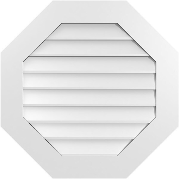 Ekena Millwork Octagonal Surface Mount PVC Gable Vent: Non-Functional, w/ 3-1/2"W x 1"P Standard Frame, 28"W x 28"H - GVPOC28X2801SN