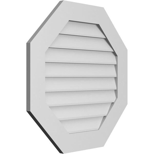 Ekena Millwork Octagonal Surface Mount PVC Gable Vent: Non-Functional, w/ 3-1/2"W x 1"P Standard Frame, 28"W x 28"H - GVPOC28X2801SN