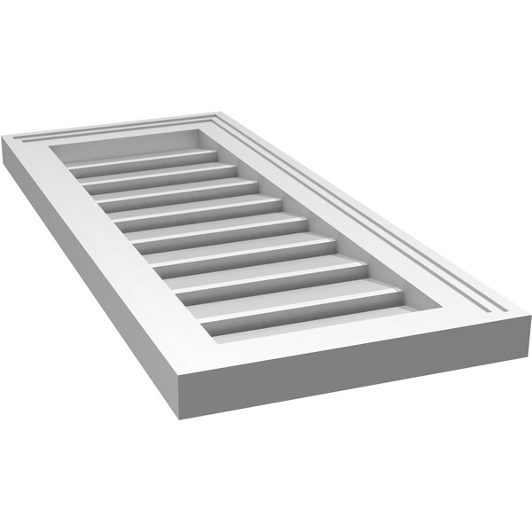 Ekena Millwork Vertical Surface Mount PVC Gable Vent: Functional, w/ 2"W x 1-1/2"P Brickmould Frame, 12"W x 28"H - GVPVE12X2802SF